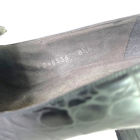 Stuart Weitzman  black leather block heels square toe vintage animal prints 8.5 - Picture 12 of 14